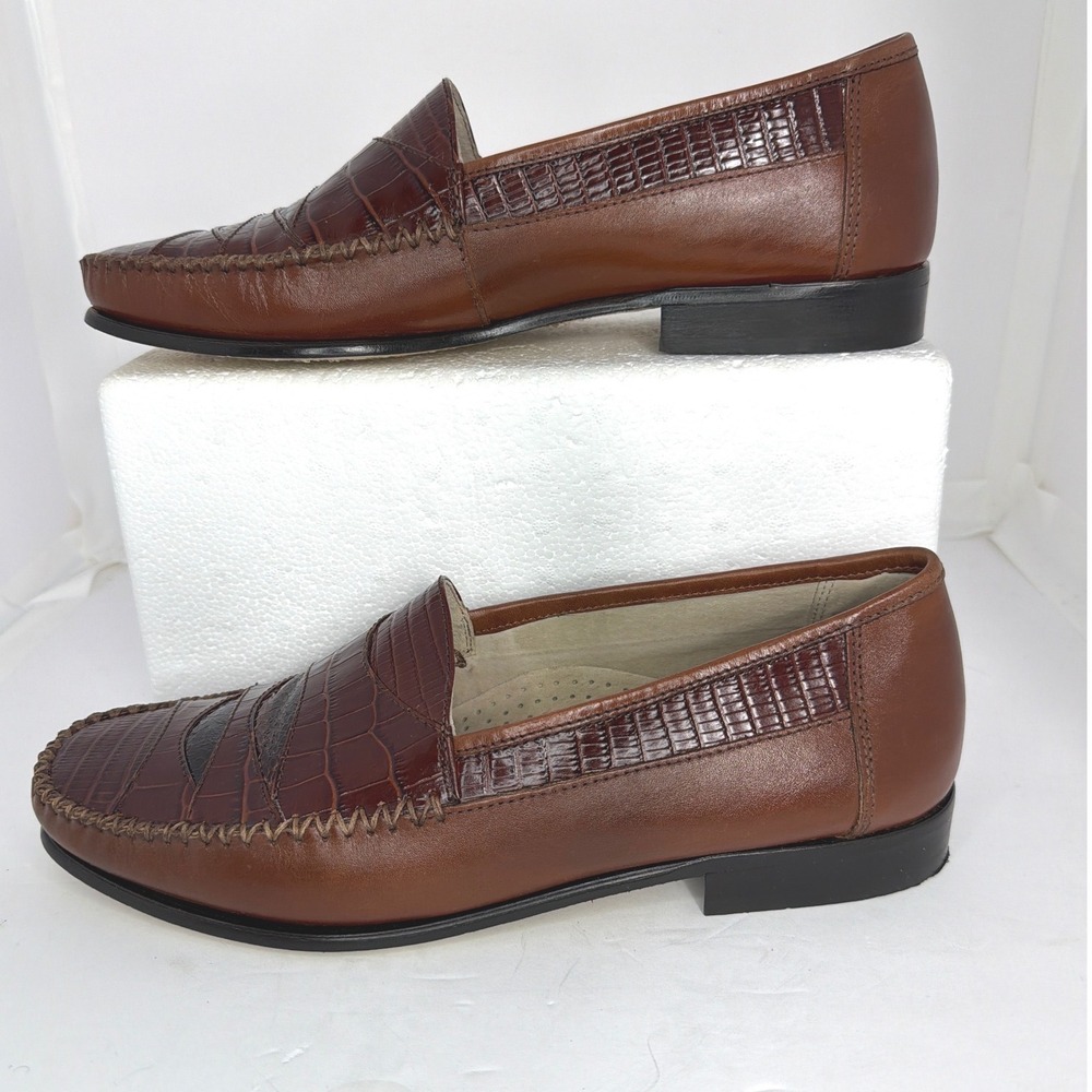 Stacy Adams Mens Brown Genuine Snake Leather Loafers Dress Shoes 24187-03 9.5 M
